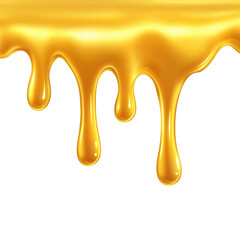 Golden liquid dripping downwards visually appealing texture food beverage backgrounds isolated on png transparent background