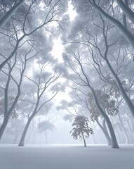 White soft glowing tree branches forming a delicate pattern abstract natural tree concept background