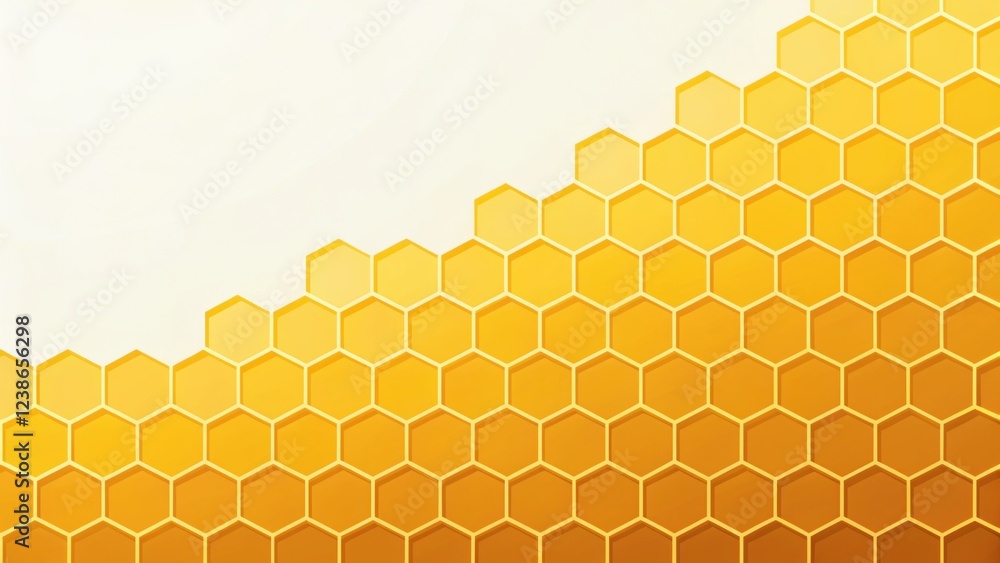 Poster gradient modern background, honeycomb pattern with a gradient of yellow hues.