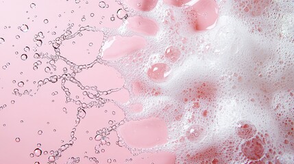 Obraz premium Pink background with floating bubbles and air bubbles in a soft colorful design