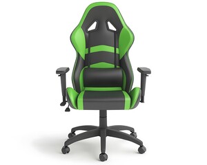 Green gaming chair against a white background.