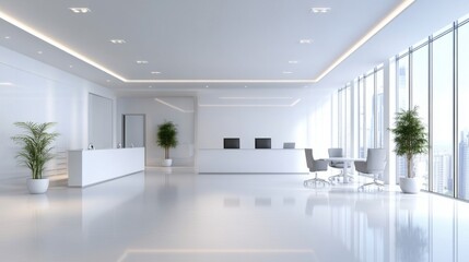 Fototapeta premium Modern Office Interior with Minimalist Design and Natural Light