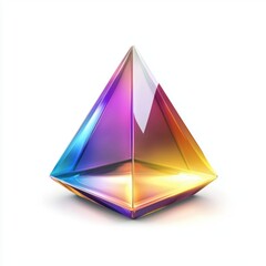 Shiny rainbow-colored prism reflecting light isolated on white background