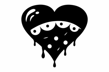 Heart-Shaped Slice Silhouette Icon - Fun Black Vector On White Background.