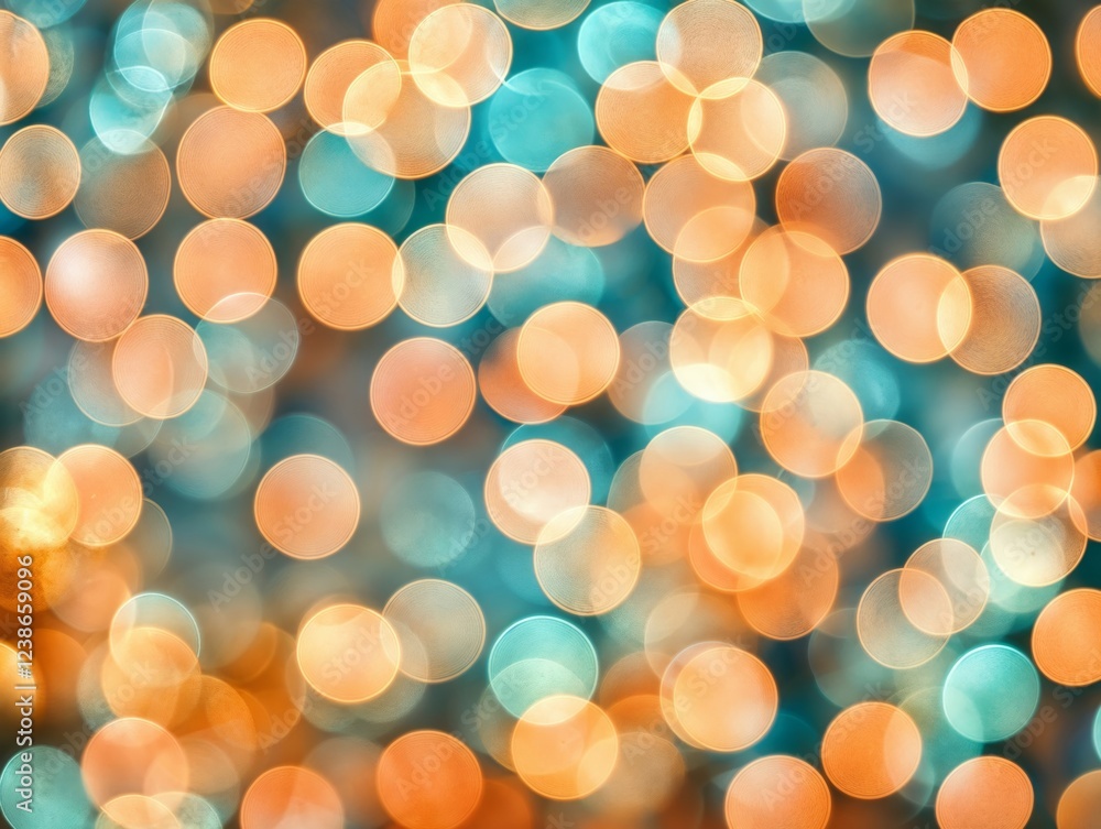 Aufkleber abstract bokeh light background. soft blurred circles in orange and blue tones creating a dreamy and