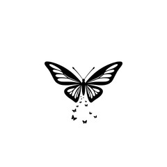 Elegant Black Butterfly Silhouette: A Symbol of Transformation and Grace.  Perfect for nature, art, and design projects.  High-quality image.