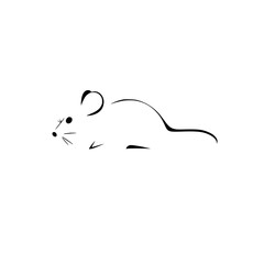 Elegant Minimalist Mouse Line Art: A Simple Black and White Drawing of a Rodent