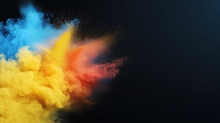 Colored powders arranged on a black background showcasing various vibrant hues and textures for creative projects