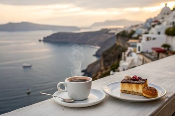 Coffee and Dessert with Stunning Santorini View