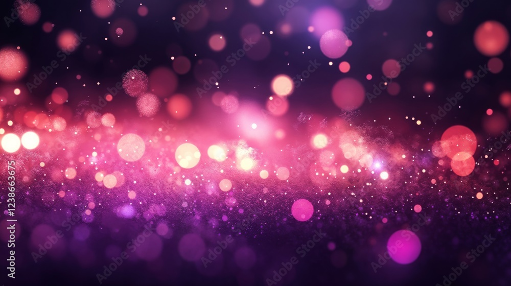 Aufkleber abstract glowing bokeh background. pink and purple circles of light on a dark backdrop creating a sp