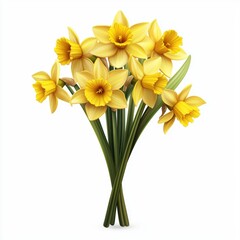Obraz premium Spring daffodil bouquet symbolizing Easter, isolated on white background