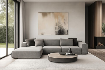 Modern Living Room with Open-Concept Design and Garden View