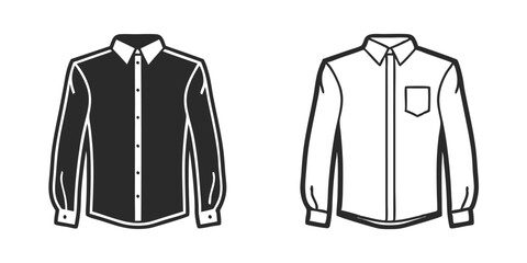 Naklejka premium Men's Slim Fit Formal Shirt Illustration, Flat sketch with front and back views, Woven shirt for formal and casual wear Fashion illustration template mockup vector