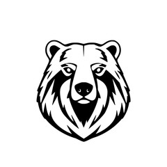 Majestic Bear Head: A Striking Black and White Vector Portrait of a Wild Animal