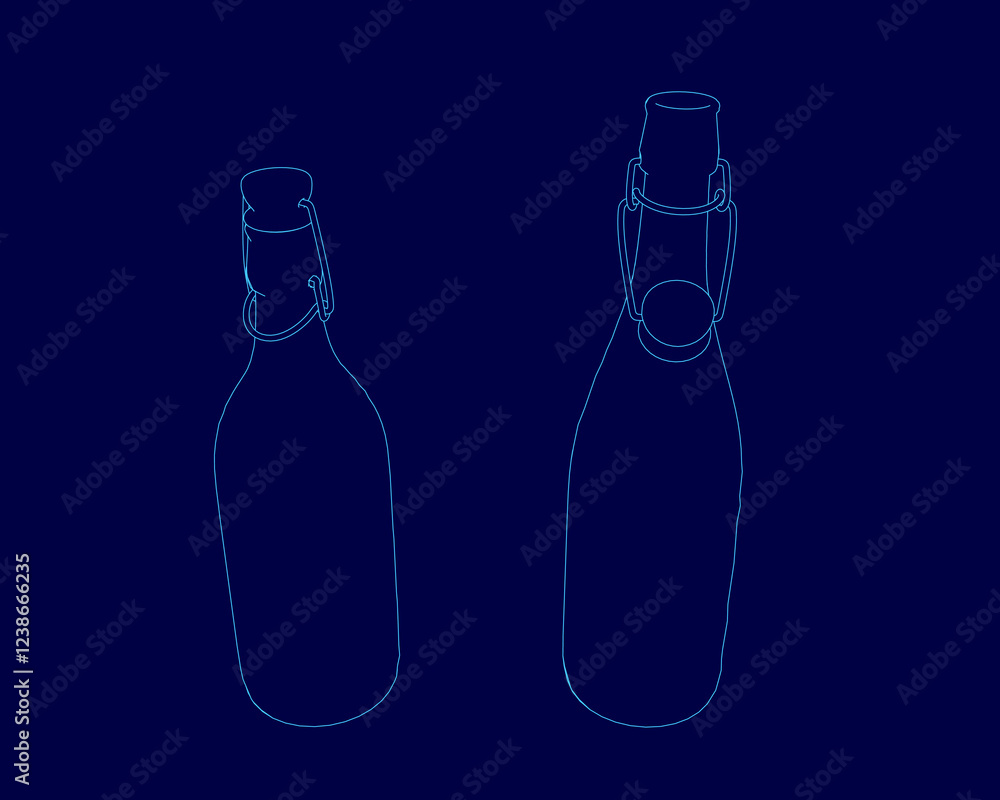 Poster two bottles with a blue background. one bottle is empty. the other bottle is full. the bottles are i