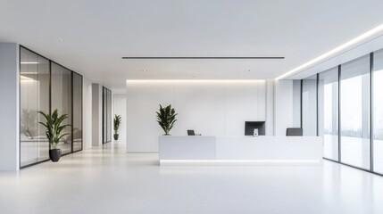 Fototapeta premium Modern Minimalist Office Reception Area with Natural Lighting