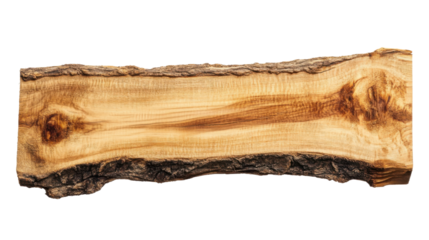 Rustic wooden plank showing natural wood grain on transparent background