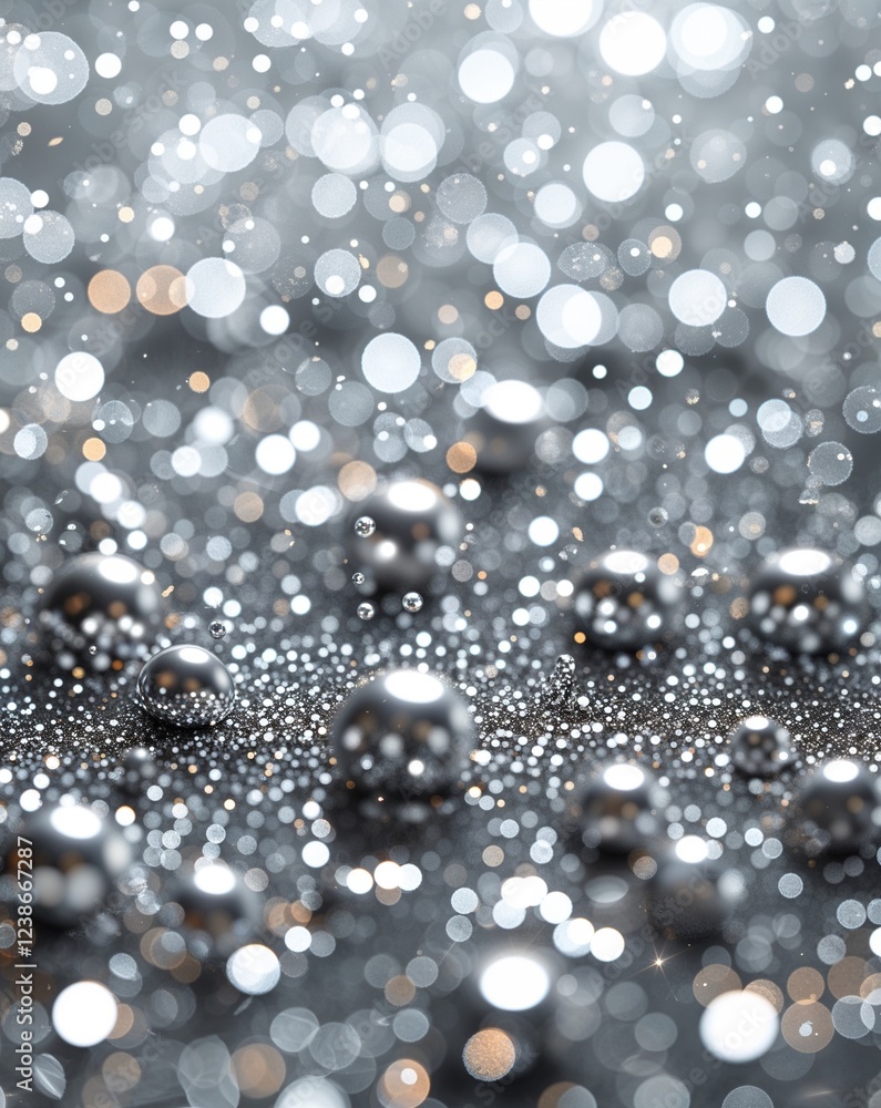 Poster silver radiant floating particles with soft blur effects abstract bokeh glitter concept background