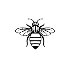 Striped Bee Line Art: A Simple Black and White Vector Graphic Design