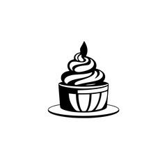 A delightful cupcake with a single candle, a perfect birthday treat. This image is ideal for bakery websites, blogs, or social media. It evokes feelings of celebration and joy.