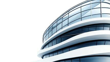 Obraz premium A modern corporate office exterior with glass facade, sleek architecture, high detail, isolated on white background