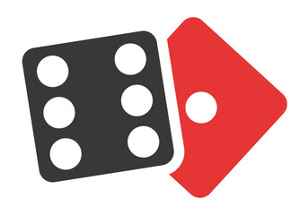 Red and black dice with white dots. Vector set isolated on white background.