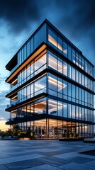Fototapeta premium Luxury office building, premium glass facade, 3D illustration