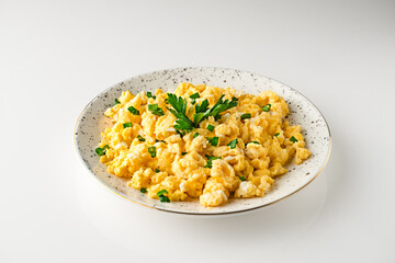 Scrambled Eggs and Juice Delicious Breakfast Meal with Toast and Fresh Ingredients