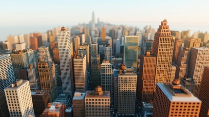 Obraz premium Aerial View of Urban Cityscape with Skyscrapers and City Lights