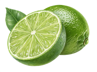 A vibrant green lime with a smooth, glossy skin and a fresh, tangy appearance. AI Generative
