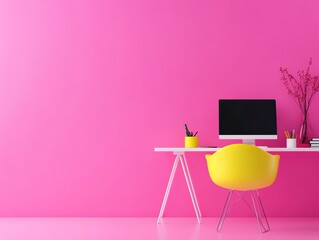 Minimalist workspace, bright and organized, 3D illustration