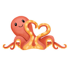 cute octopus making a heart sign on the side © Michelle