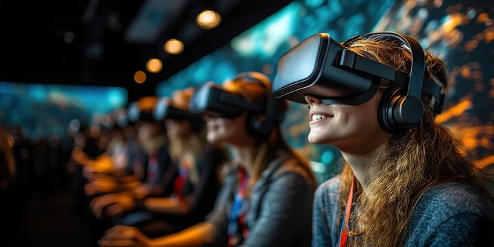 Virtual reality experience captivates participants in an immersive gaming event held at a tech convention