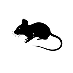 Elegant Black Mouse Silhouette: A Vector Graphic Design