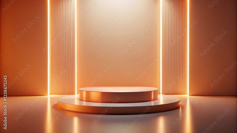 Aufkleber abstract minimalist presentation stage with warm lighting and subtle texture