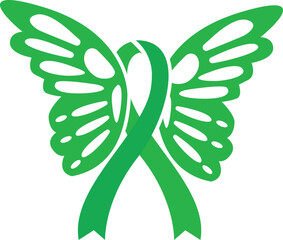 cerebral palsy awareness ribbon with Butterfly Wings 