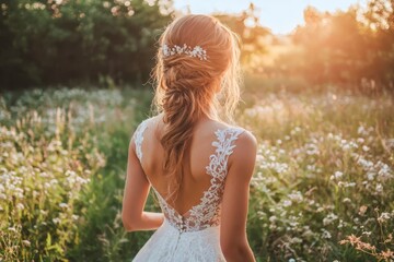 Obraz premium Back of the wedding dress.