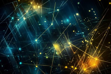 Fototapeta premium Abstract Network Connections: A Digital Universe of Glowing Lines and Nodes