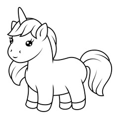 Illustration of unicorn. Happy birthday party item.