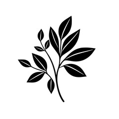 Elegant Black and White Botanical Illustration: Minimalist Leaf Branch Design. Perfect for home decor, invitations, and branding projects.