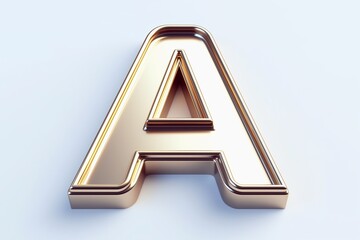 Letter A designed with metallic effect texture isolated on white background