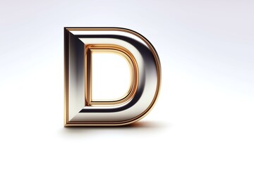 Letter D designed with new and clean metallic effect texture isolated on white background