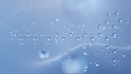 piperonyl butoxide molecular structure, 3d model molecule, pesticide, structural chemical formula view from a microscope