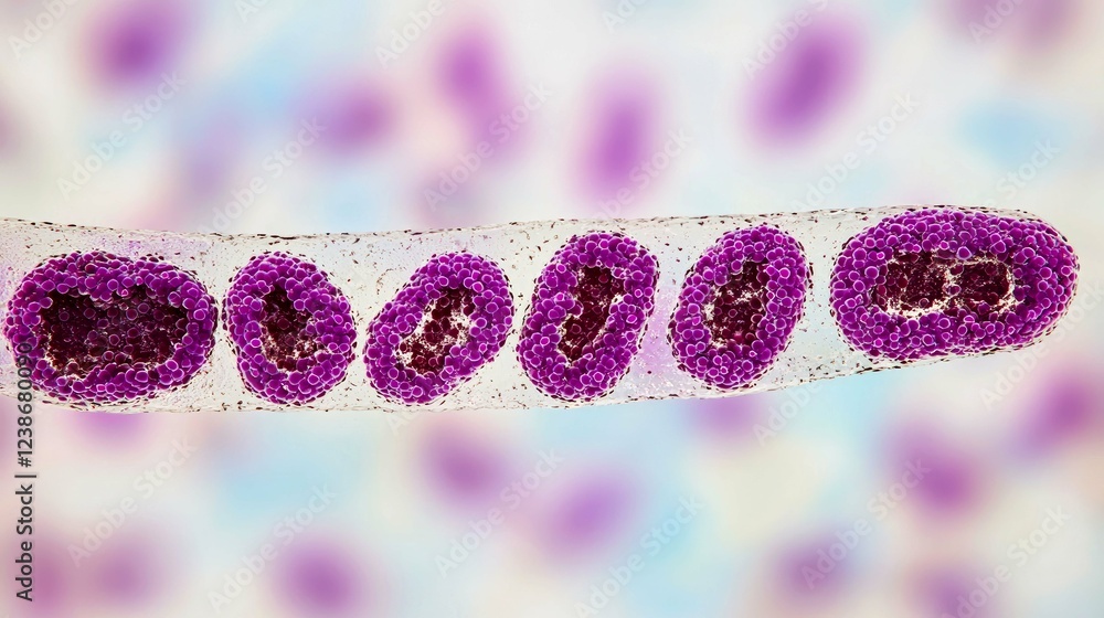 Poster microscopic view of cells: a detailed look into cellular structures and biological processes in scie