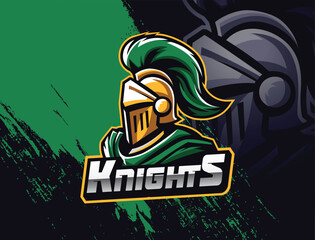 Knight Mascot esports and sports logo template, editable text