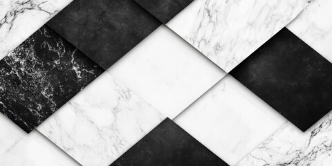 Black and white marble geometric tile pattern