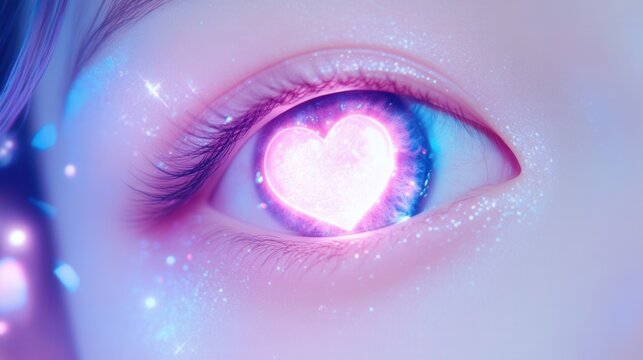Heartfelt emotion in a magical eye digital art fantasy close-up visual connection