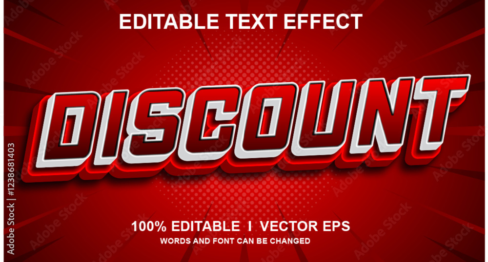 Poster discount 3d vector text effect with modern style design