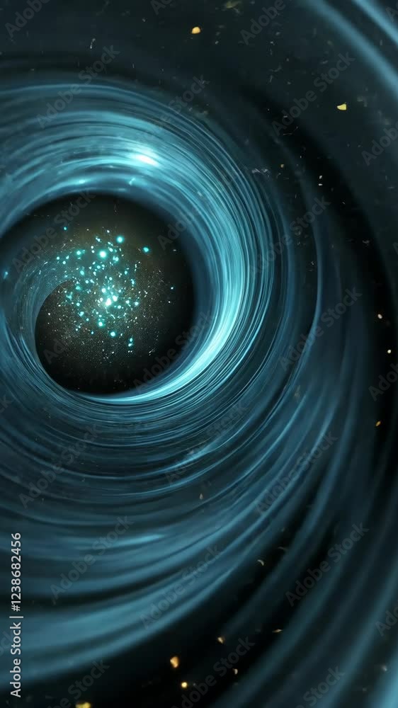 Poster deep spiral vortex illuminating distant stars and cosmic elements in a mesmerizing galactic scene