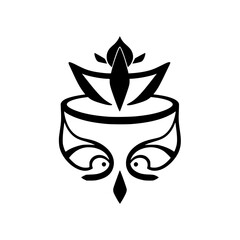 Sacred Lotus and Fish: A Cultural and Religious Symbol.  Elegant black and white vector graphic, perfect for spiritual art, design projects, and cultural representations.